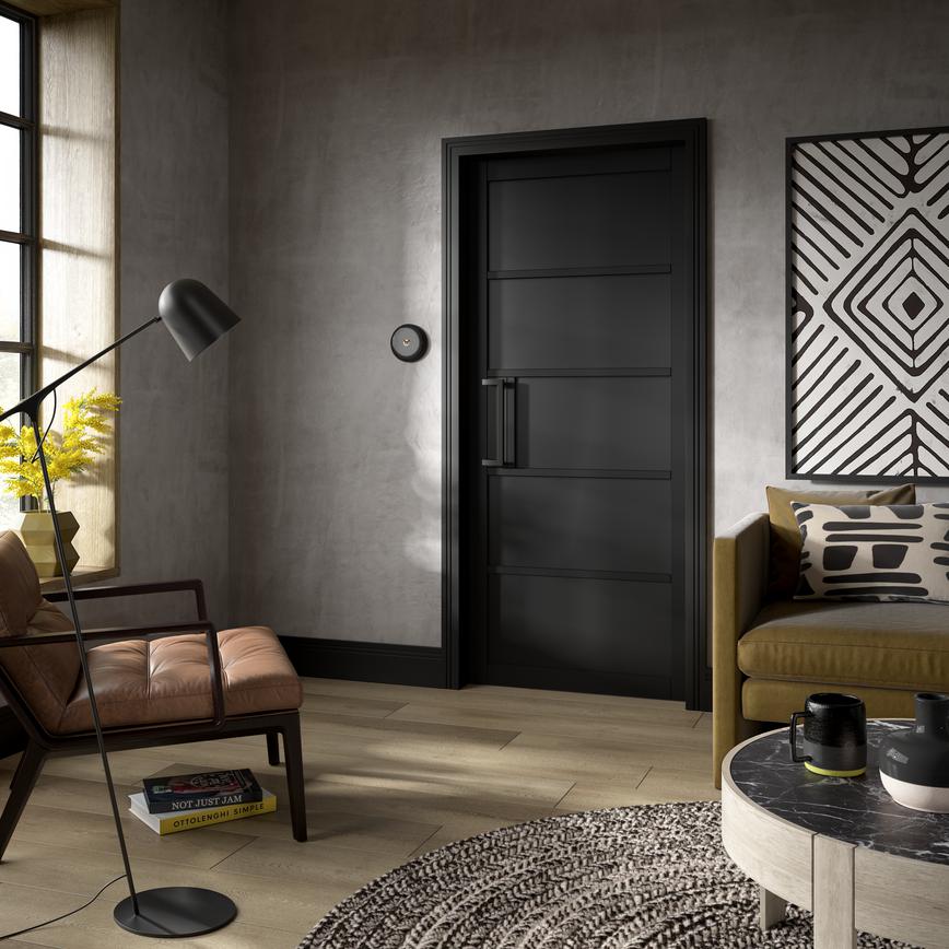 Modern matt black 5 panel internal door – premium contemporary door style